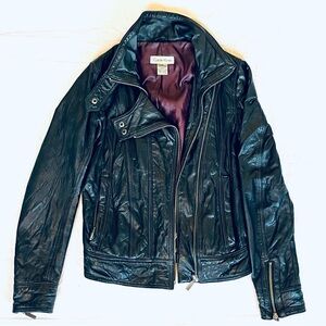 Calvin Klein Black Soft Buttery Leather Moto Jacket size XS